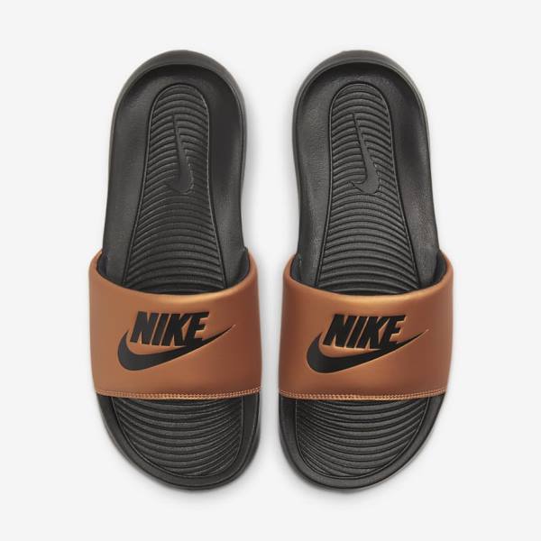 Nike Victori One Women's Slides Black / Metal Copper / Black | NK467ZTB