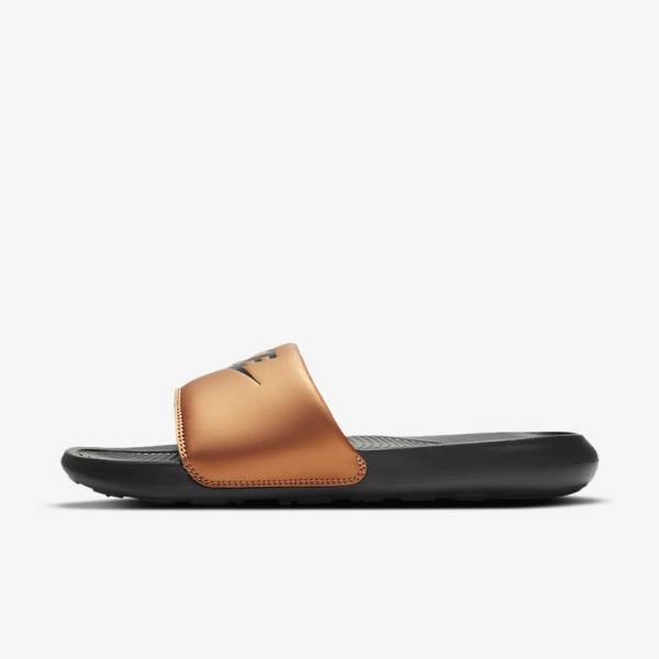 Nike Victori One Women\'s Slides Black / Metal Copper / Black | NK467ZTB