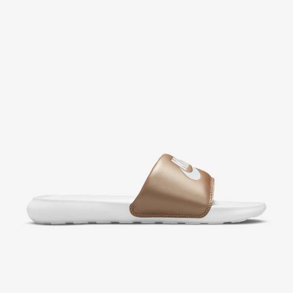 Nike Victori One Women's Slides Metal Red Brown / White | NK093EIK