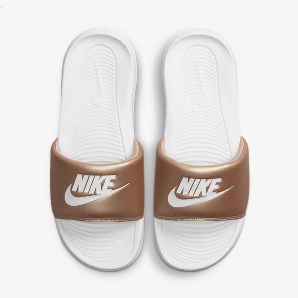 Nike Victori One Women's Slides Metal Red Brown / White | NK093EIK