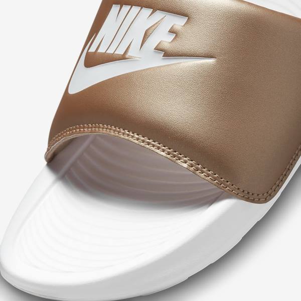 Nike Victori One Women's Slides Metal Red Brown / White | NK093EIK