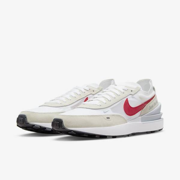 Nike Waffle One Men's Sneakers White / Green / Metal Silver / Red | NK783RMQ