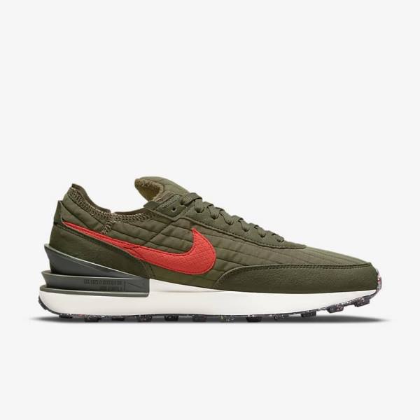 Nike Waffle One Premium Men's Sneakers Olive / Black / Orange | NK297DCM