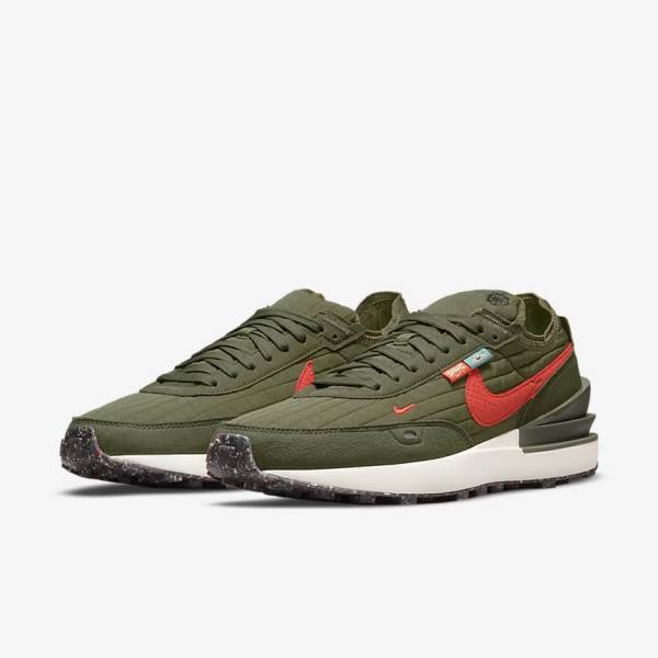 Nike Waffle One Premium Men's Sneakers Olive / Black / Orange | NK297DCM