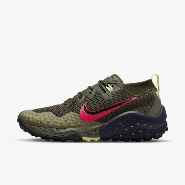 Nike Wildhorse 7 Trail Men\'s Running Shoes Khaki / Olive / Obsidian / Red | NK201YTK