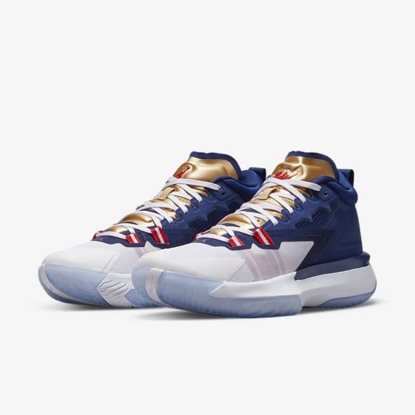 Nike Zion 1 Men's Basketball Shoes Blue / White / Metal Gold / Red | NK210ZPW