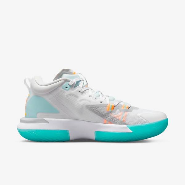 Nike Zion 1 Men's Basketball Shoes White / Orange / Turquoise / Black | NK438YKW