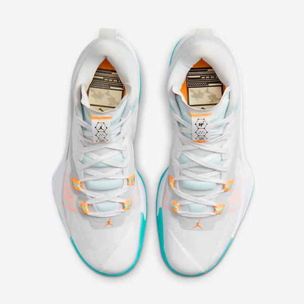 Nike Zion 1 Men's Basketball Shoes White / Orange / Turquoise / Black | NK438YKW