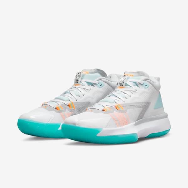 Nike Zion 1 Men's Basketball Shoes White / Orange / Turquoise / Black | NK438YKW