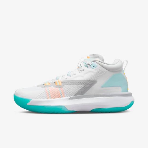 Nike Zion 1 Men\'s Basketball Shoes White / Orange / Turquoise / Black | NK438YKW