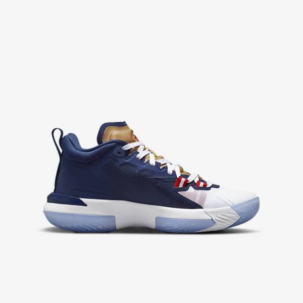 Nike Zion 1 Older Kids' Basketball Shoes Blue / White / Metal Gold / Red | NK297MTZ