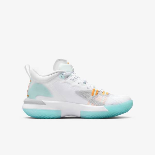 Nike Zion 1 Older Kids' Jordan Shoes White / Orange / Turquoise / Black | NK184VMJ