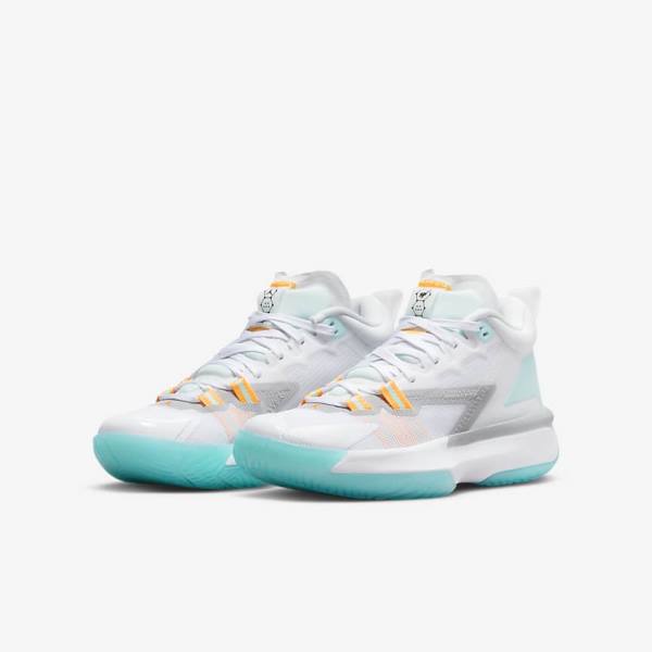 Nike Zion 1 Older Kids' Jordan Shoes White / Orange / Turquoise / Black | NK184VMJ