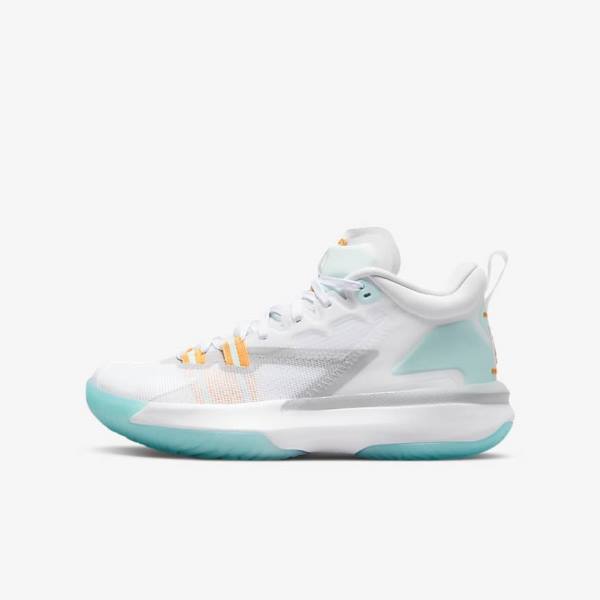 Nike Zion 1 Older Kids\' Jordan Shoes White / Orange / Turquoise / Black | NK184VMJ