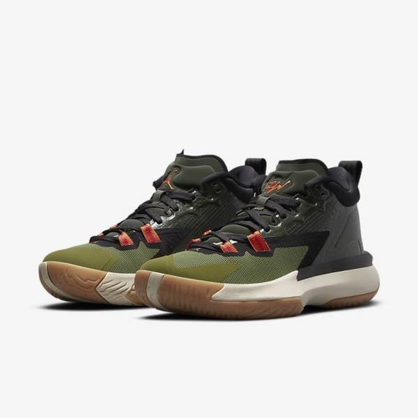 Nike Zion 1 Older Kids' Sneakers Dark Grey Green / Black | NK714UWO