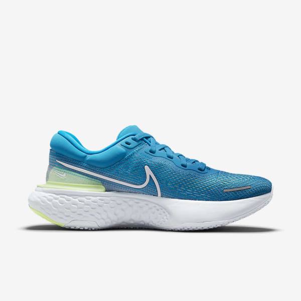 Nike ZoomX Invincible Run Flyknit Road Men's Running Shoes Blue / Light Green / Grey / White | NK874JFW