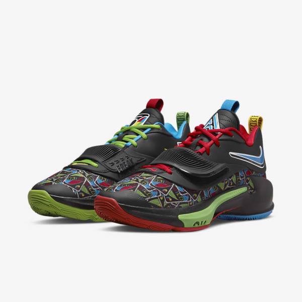 Nike Zoom Freak 3 Men's Basketball Shoes Black / White / Red / Green | NK102KCP