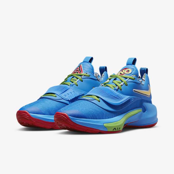 Nike Zoom Freak 3 Men's Basketball Shoes Blue / White / Red / Black | NK975QBK