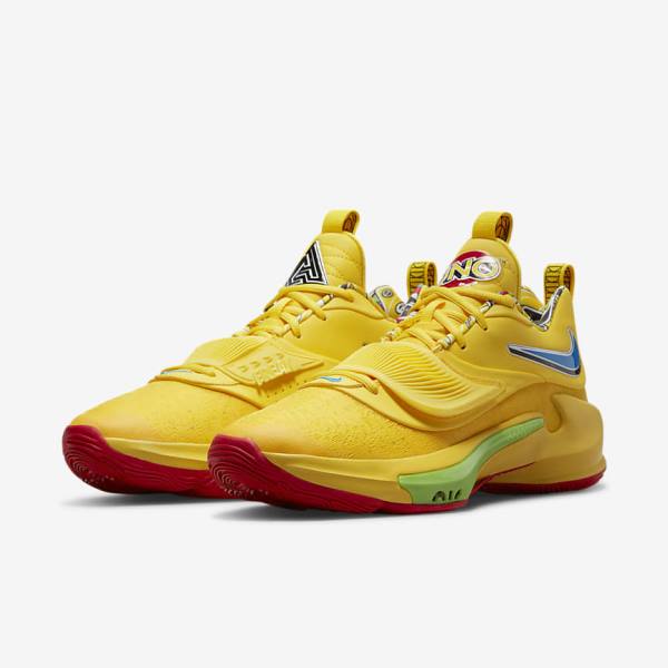 Nike Zoom Freak 3 Women's Basketball Shoes Yellow / White / Red / Black | NK248OAE