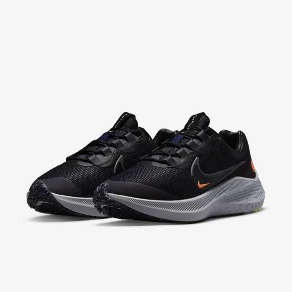 Nike Zoom Winflo 8 Shield Weatherised Road Women's Running Shoes Black / Orange / Purple | NK095EXZ