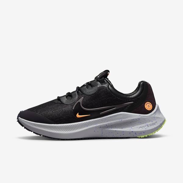 Nike Zoom Winflo 8 Shield Weatherised Road Women\'s Running Shoes Black / Orange / Purple | NK095EXZ