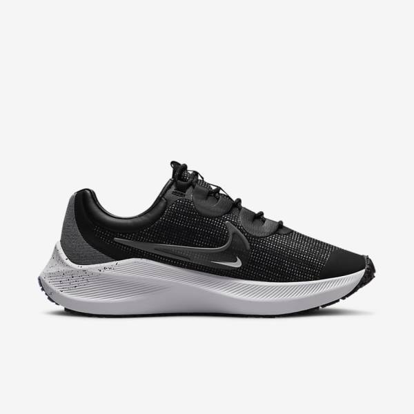 Nike Zoom Winflo 8 Shield Weatherised Road Women's Running Shoes Black / Metal Silver / Blue / Grey | NK709SEG