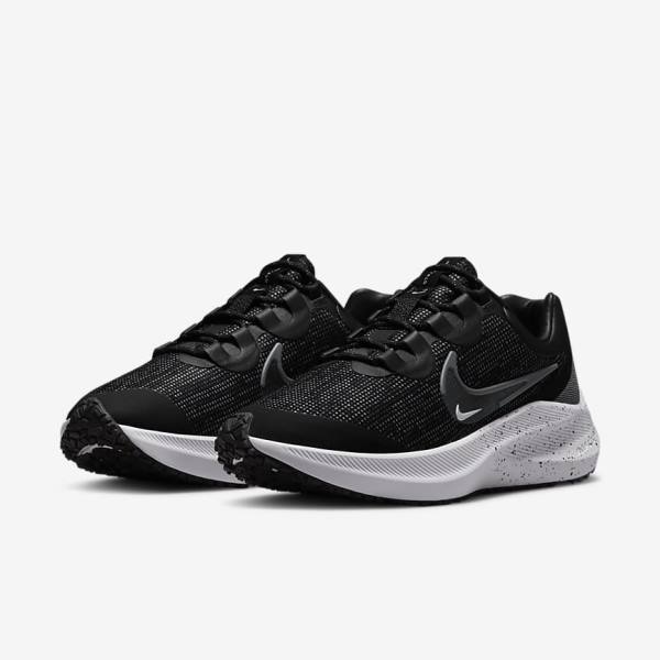 Nike Zoom Winflo 8 Shield Weatherised Road Women's Running Shoes Black / Metal Silver / Blue / Grey | NK709SEG