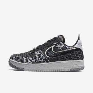 Nike Air Force 1 Crater Flyknit Next Nature Men's Sneakers Black / White / Platinum / Black | NK832RFM