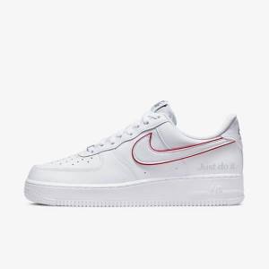 Nike Air Force 1 Men's Sneakers White / Green / Metal Silver / Red | NK761HAD