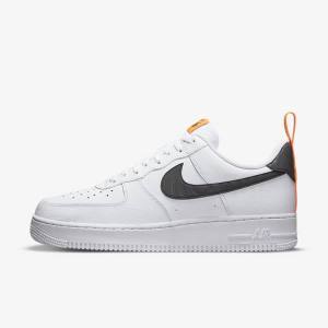 Nike Air Force 1 Men's Sneakers White / Orange / Silver / Black | NK793JZO