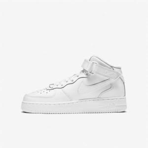 Nike Air Force 1 Mid LE Older Kids' Basketball Shoes White | NK463RXH