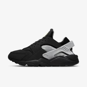 Nike Air Huarache Men's Sneakers Black / Metal Silver / Silver / Green | NK307KQE