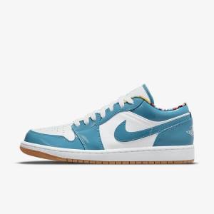 Nike Air Jordan 1 Low SE Men's Jordan Shoes Turquoise / White / Navy / Turquoise | NK096CDQ