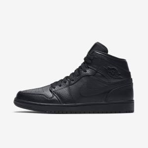 Nike Air Jordan 1 Mid Men's Sneakers Black | NK421WYH