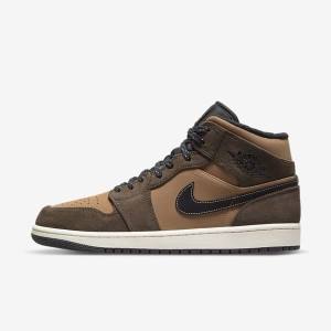 Nike Air Jordan 1 Mid SE Men's Jordan Shoes Dark Chocolate / Brown / Black / Red | NK947NKO