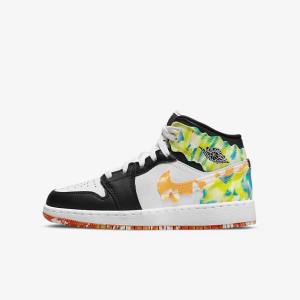 Nike Air Jordan 1 Mid SE Older Kids' Jordan Shoes Black / Orange / White | NK762YFV