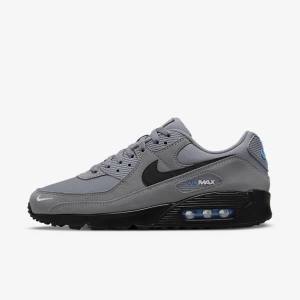 Nike Air Max 90 Men's Sneakers Grey / Light Blue / Metal Silver / Black | NK185CAG