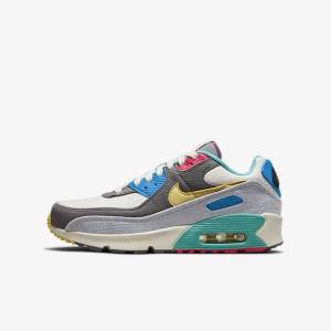 Nike Air Max 90 Older Kids' Sneakers Grey / Pink | NK571FQB