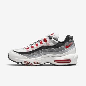 Nike Air Max 95 Men's Sneakers White / Light Grey / Red | NK918HUQ