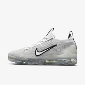 Nike Air VaporMax 2021 FK Men's Sneakers White / Black / Metal Silver | NK792DRZ