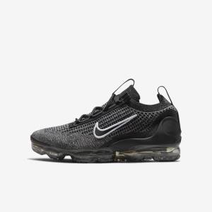 Nike Air VaporMax 2021 FK Older Kids' Sneakers Black / White / Dark Grey / Black | NK865SWG