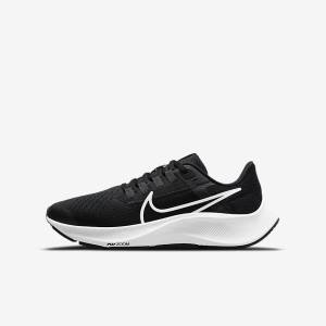 Nike Air Zoom Pegasus 38 Older Road Kids' Running Shoes Black / Dark Grey / White | NK690XGO