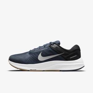 Nike Air Zoom Structure 24 Road Men's Running Shoes Blue / Black / Dark Obsidian / Grey | NK652VKR