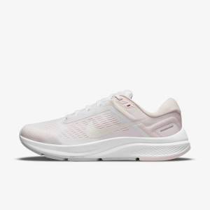 Nike Air Zoom Structure 24 Road Women's Running Shoes White / Light Pink / Grey / Green | NK752ZHU