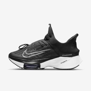 Nike Air Zoom Tempo NEXT% FlyEase Easy On-Off Road Women's Running Shoes Black / White | NK412GMT