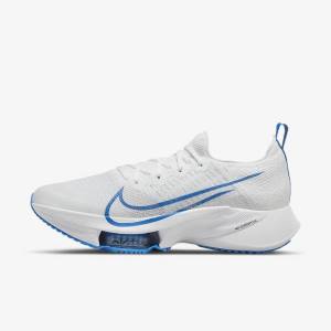 Nike Air Zoom Tempo NEXT% Road Men's Running Shoes White / Platinum / Black / Blue | NK843JNF