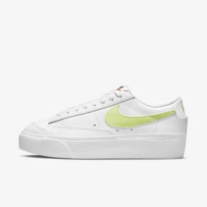 Nike Blazer Low Platform Women's Sneakers White / Black / Light Lemon | NK204LXV