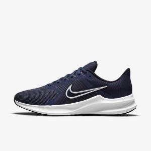 Nike Downshifter 11 Road Men's Running Shoes Navy / Dark Obsidian / White | NK547IWF