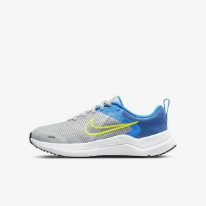 Nike Downshifter 12 Older Road Kids' Running Shoes Grey / Blue Grey / Navy / Grey | NK759GUK