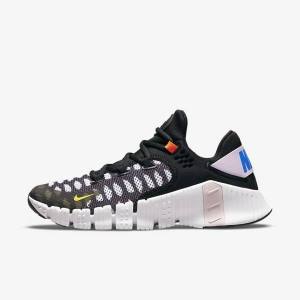 Nike Free Metcon 4 Women's Training Shoes Black / White / Blue / Yellow | NK530OLJ